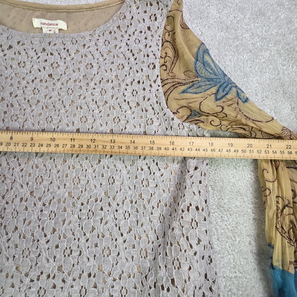 Sundance‎ Lace Top Women's Size S/M Bell Sleeve Semi Sheer Boho Floral Print - Picture 7 of 9